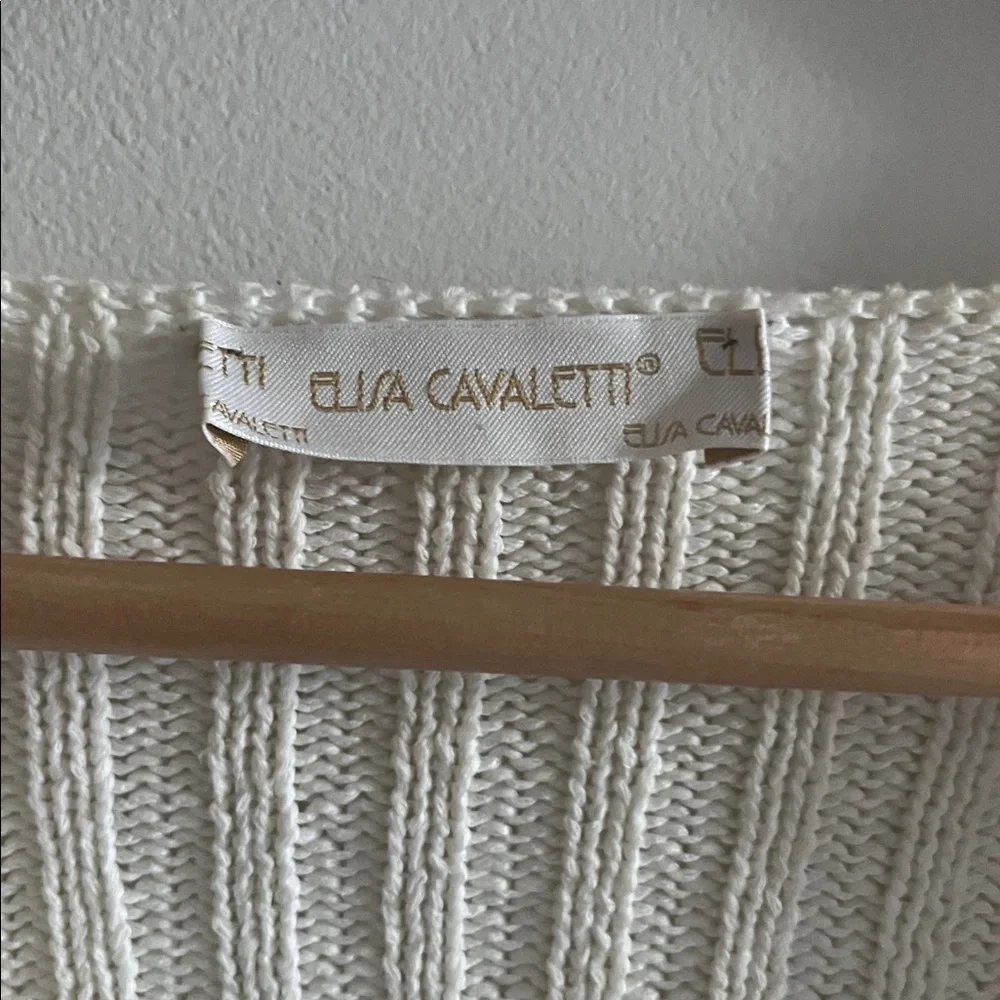 ELISA CAVALETTI ribbed white cotton blend knit cardigan - Picture 2 of 6